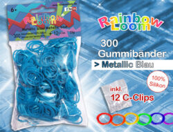 Rainbow Loom –  Metallic Blau (100% Silikon) – 15er VE