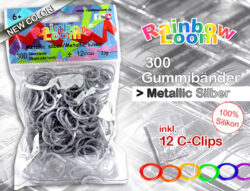 Rainbow Loom –  Metallic Silber (100% Silikon) – 15er VE