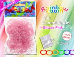 Rainbow Loom –  Glitzer Pink (100% Silikon) – 15er VE