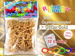 Rainbow Loom NEW COLOR - Metallic Glitter Gold (100% Silikon) - 15er VE