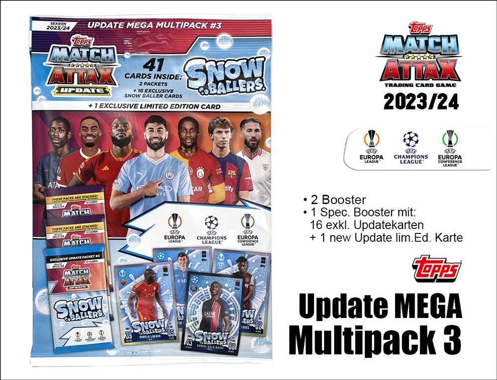 Topps Match Attax UEFA Champions League TC 2023/2024 – Update Mega Multipack 3 'Snow Ballers'