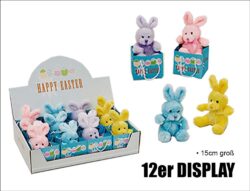 Plüschhasen in Geschenktüte, 15 cm - 12er DISPLAY