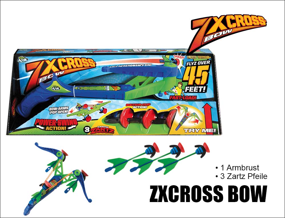 Zing ZX Cross Bow Spielzeug-Armbrust mit Saugnapf-Pfeilen