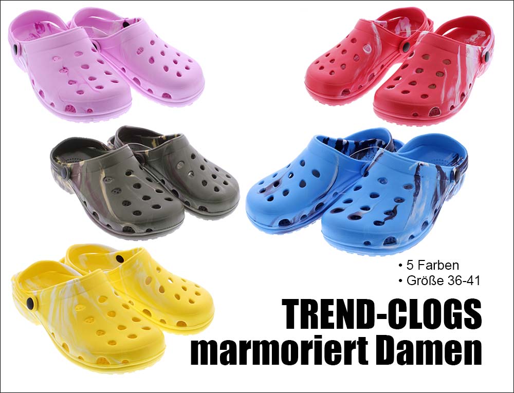 Trend Clogs marmoriert Damen