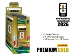 Panini FIFA WM 2026 Trading Cards - PREMIUM GOLD BOOSTER • 10er DISPLAY